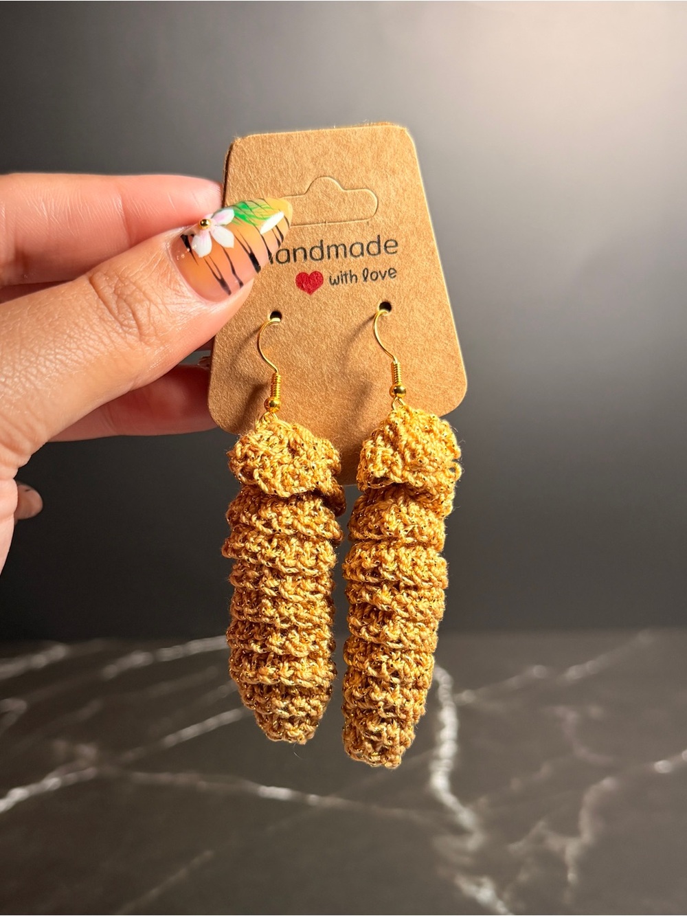 Handmade Crochet Spiral Earrings- Yellow